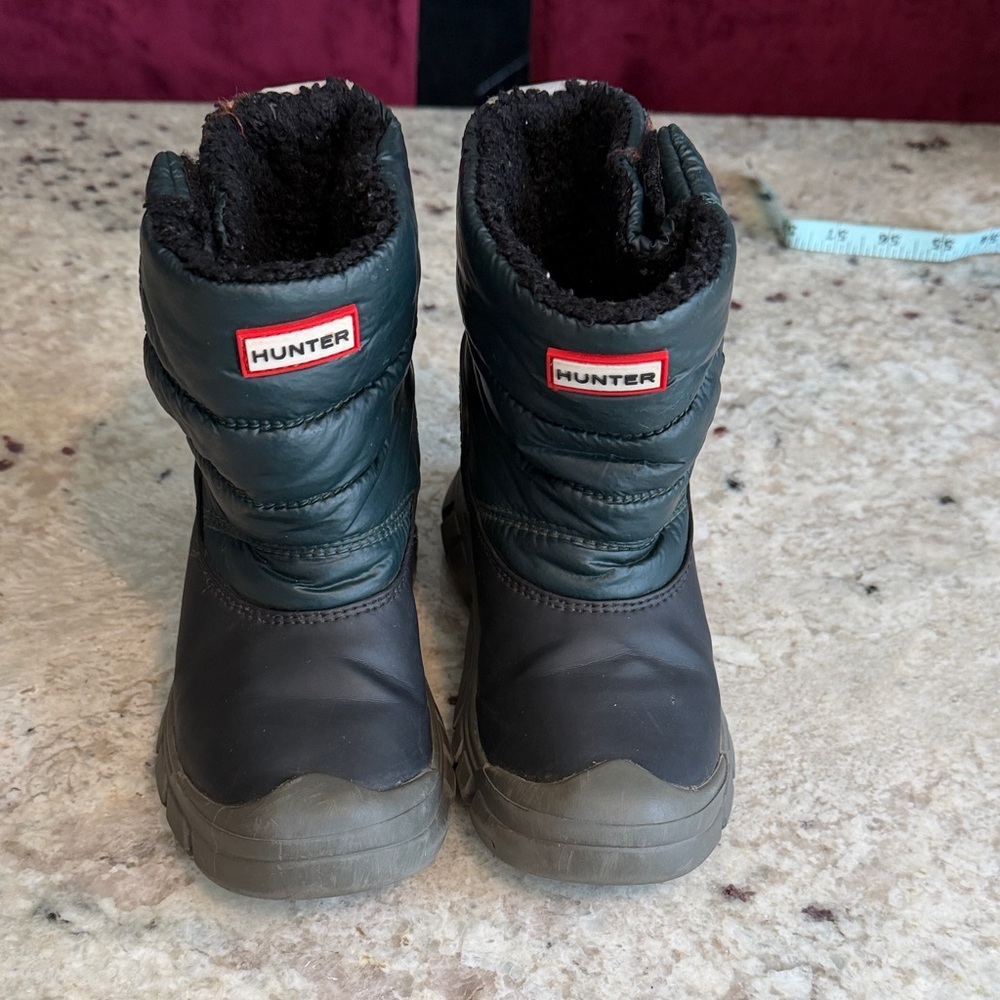 Hunter Black and Dark Green Insulated Boots